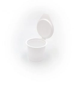 CRACHOIRS PLASTIQUES BLANC, AVEC COUVERCLE ATTACHÉ