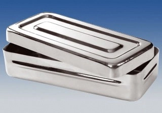 BOÎTE DE STÉRILISATION INOX, 25 X 12 X 6 CM.