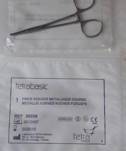 Pinces kocher metal courbé 12 cm - Stérile